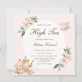 High Tea Pastel Pink Gold Bridal Shower Einladung (Vorderseite)