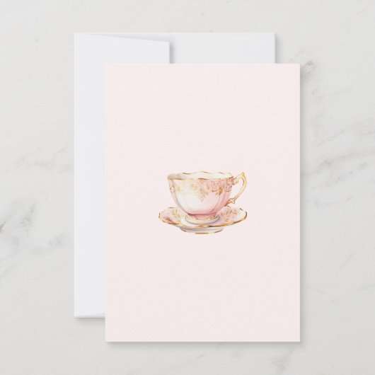 High Tea Pastel Rosa Goldene Brautparty Dankeskarte (Rückseite)