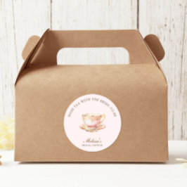 High Tea Pastel Rosa Goldene Brautparty Runder Aufkleber