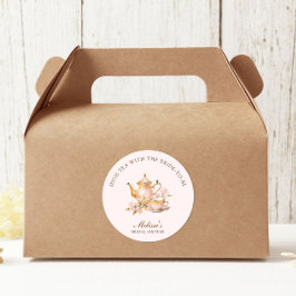 High Tea Pastel Rosa Goldene Hochzeitsfeier Runder Aufkleber