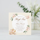 High Tea Pastel Yellow Gold Bridal Shower Einladung (Stehend Vorderseite)