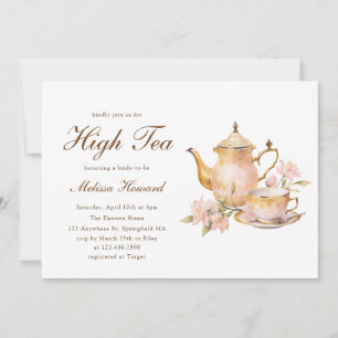High Tea Pastell Goldene Brautparty Einladung