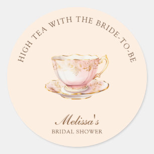 High Tea Pastell Orange Gold Brautparty Runder Aufkleber