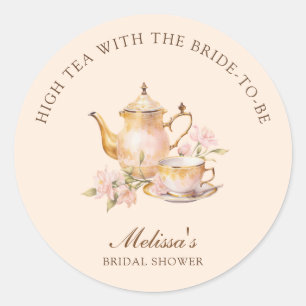 High Tea Pastell Orange Gold Brautparty Runder Aufkleber