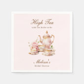 High Tea Pastell Rosa Goldene Brautparty Serviette (Vorderseite)