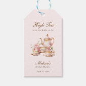 High Tea Pastell Rosa Goldene Hochzeitsdusche Geschenkanhänger (Vorderseite)