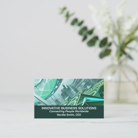 High Tech Business City Visitenkarte (Stehend Vorderseite)