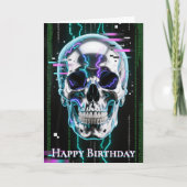 High-Tech Neon Cyber Chrome Skull Karte (Vorderseite)