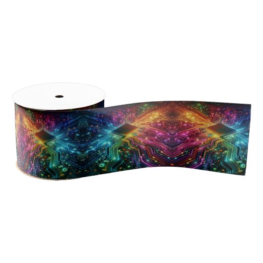 High Tech Rainbow Circuit Board Ribbon Ripsband (Spule)