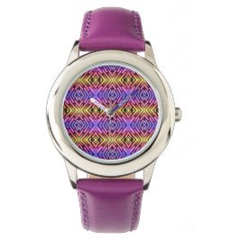 High Tech Sci Fi Neon Lila Gelb Pink  Armbanduhr