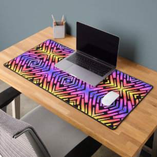 High Tech Sci Fi Neon Lila Gelb Pink  Schreibtischunterlage