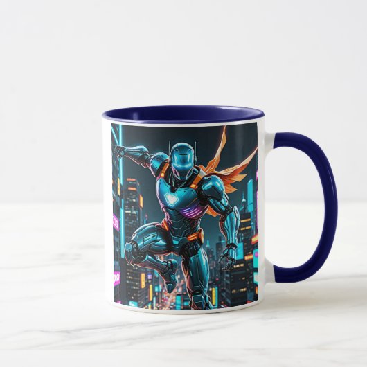 High-Tech-Superhelden-Roboter mit futuristischer R Tasse (Rechts)