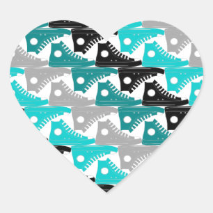 High Tops Aquamarin-n-Black Shoes Herz-Aufkleber