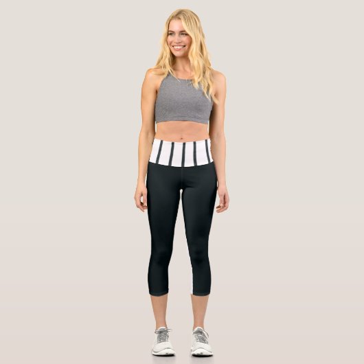 High Waisted Capris Black & White (Vorderseite)