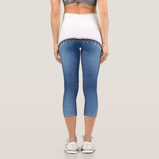High Waisted Capris blanco y azul jeans (Rückseite)