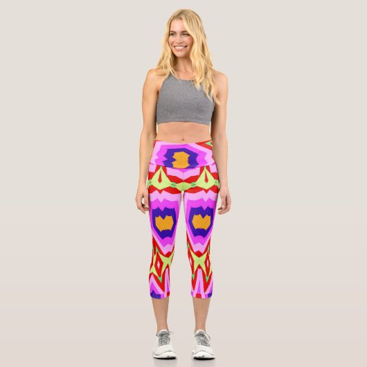 High Waisted Capris, ein trendiges, vielfarbiges D Capri Leggings (Vorderseite)