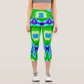 High Waisted Capris, ein trendiges, vielfarbiges D Capri Leggings (Vorderseite)