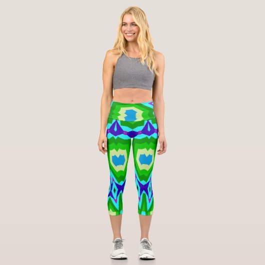 High Waisted Capris, ein trendiges, vielfarbiges D Capri Leggings (Vorderseite)