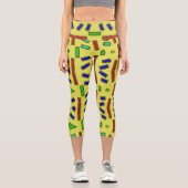 High Waisted Capris, ein trendiges, vielfarbiges D Capri Leggings (Vorderseite)
