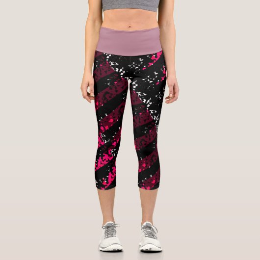 High waisted capris in pink and black (Vorderseite)