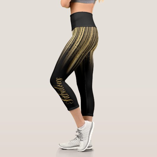 High Waisted Capris negro con amarillo (Links)