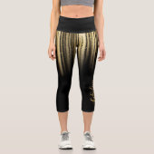 High Waisted Capris negro con amarillo (Vorderseite)