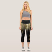 High Waisted Capris negro con amarillo (Vorderseite)