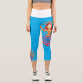 High Waisted Capris with Yoga Woman Rainbow Design (Vorderseite)