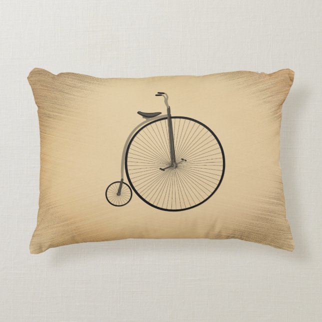 High-Wheel Antique Bicycle Rustic Dekokissen (Vorderseite)