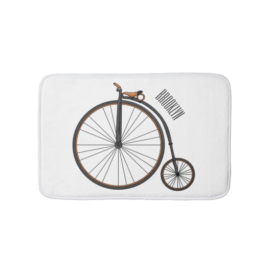 High wheel bicycle cartoon illustration badematte (Vorderseite)