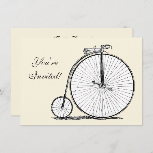 High Wheeler Bicycle Penny Farthing Einladung (Vorne/Hinten)
