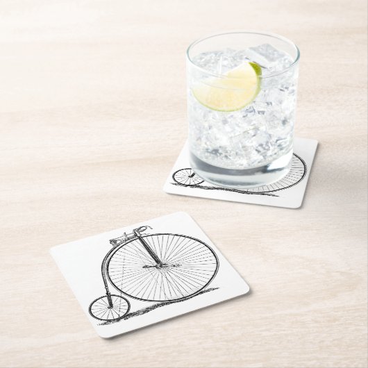 High Wheeler Bicycle Penny Farthing Rechteckiger Pappuntersetzer (Vor Ort)