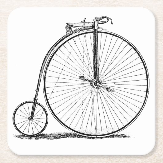 High Wheeler Bicycle Penny Farthing Rechteckiger Pappuntersetzer (Vorderseite)