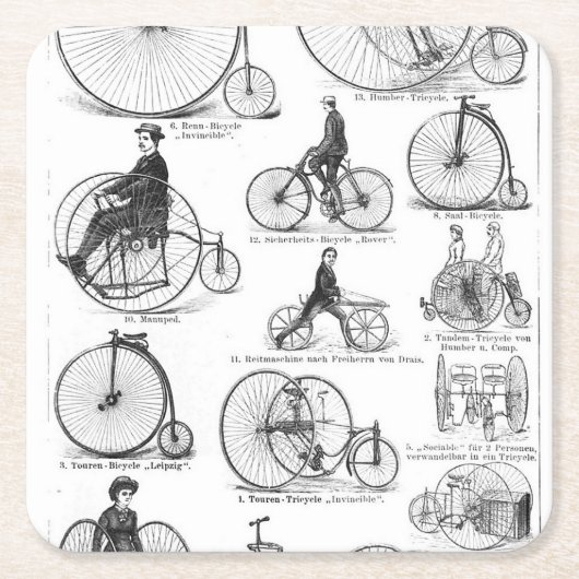 High Wheeler Bicycle Penny Farthing Rechteckiger Pappuntersetzer (Vorderseite)