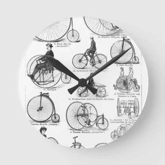 High Wheeler Bicycle Penny Farthing Runde Wanduhr (Vorderseite)