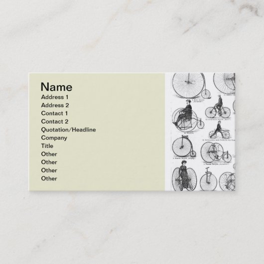 High Wheeler Bicycle Penny Farthing Visitenkarte (Vorderseite)