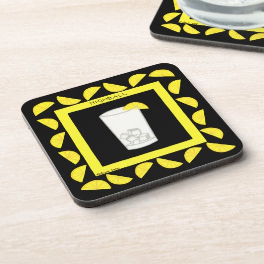 Highball Alkohol Retro Drink Art Green Limes Schwa Untersetzer (Linke Seite)