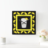 Highball Retro Drink Cocktail Gelbe Zitronen Schwa Quadratische Wanduhr (Zuhause)