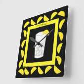 Highball Retro Drink Cocktail Gelbe Zitronen Schwa Quadratische Wanduhr (Winkel)