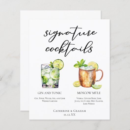 Highball Signature Cocktails Hochzeitmenü (Vorne/Hinten)