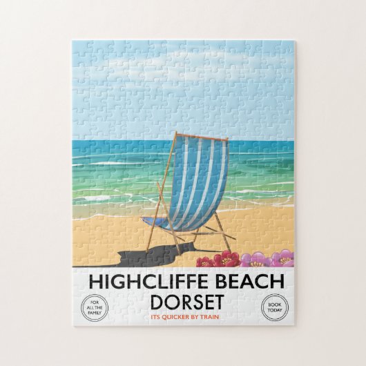 Highcliffe Beach, Dorset Vintage-Zugposter Puzzle (Vertikal)
