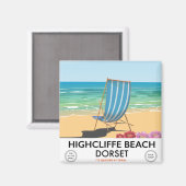 Highcliffe Beach, Dorset Vintages Bahnposter Magnet (Vorderseite/Rückseite)