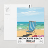 Highcliffe Beach, Dorset Vintages Bahnposter Postkarte (Vorne/Hinten)