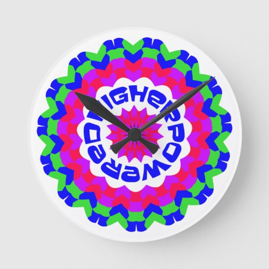 Higher Powered Spiritual Quote Kaleidoscope Design Runde Wanduhr (Vorderseite)