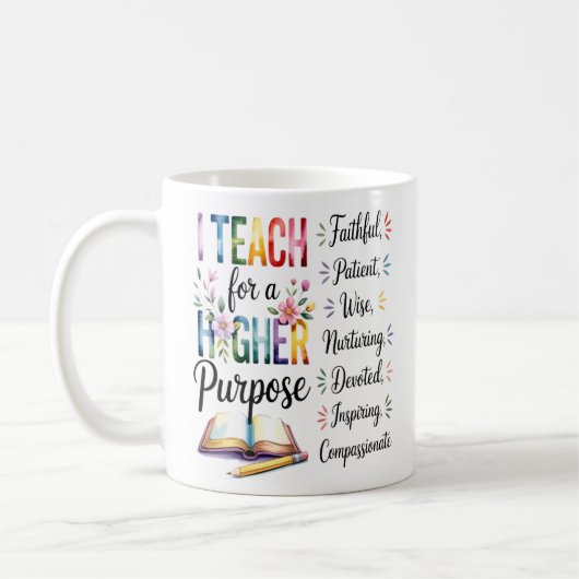 Higher Purpose Book Flowers Pencil Illustration Kaffeetasse (Links)