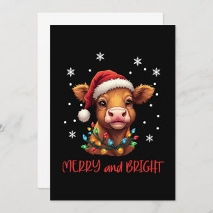 Highland Baby Cow Christmas Lights Einladung