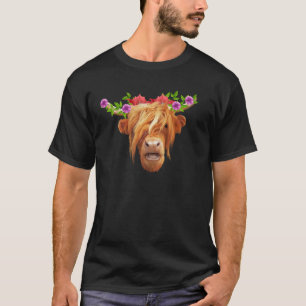 Highland-Braun-Kuh-Blumen, Liebe Bauernhoftiere T-Shirt