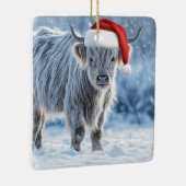 Highland Calf im Schnee glückliche Ferien Niedlich Keramikornament (Rechts)