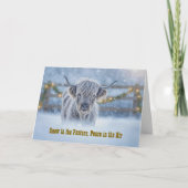 Highland Calf in a Pasture of Snow Garland Lights Karte (Vorderseite)