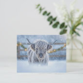 Highland Calf in Snow Christmas Holiday Postkarte (Stehend Vorderseite)